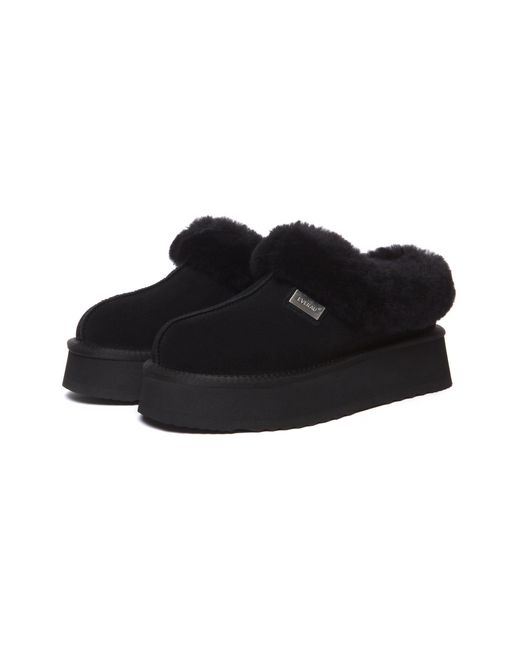 EverAu Australia Black Topknot Leather Slippers