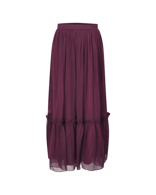 Smart and Joy Purple Boho-Style Ruffled Skirt With Elastic Waistband