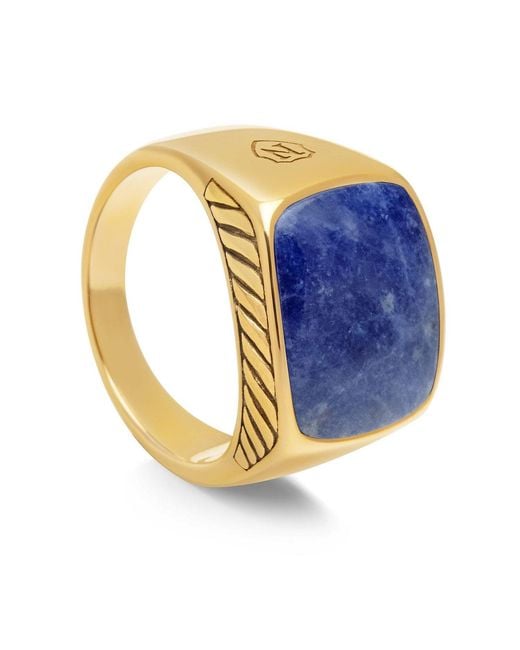 Nialaya Blue Gentlemen's Signet Ring With Dumortierite for men