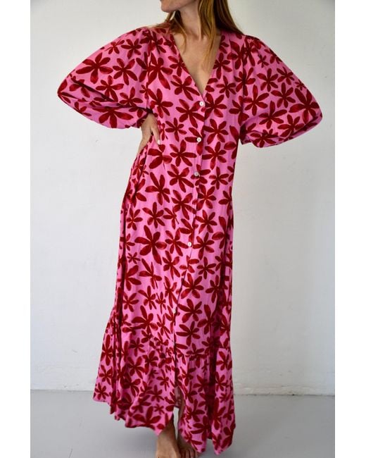 Mind Traveler Red Micaela Floral Dress