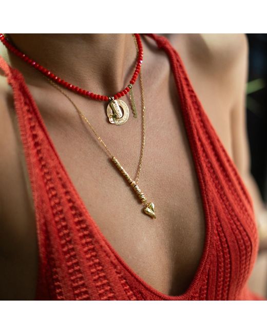 Ebru Jewelry Metallic Romantic Golden Heart Harmony Necklace