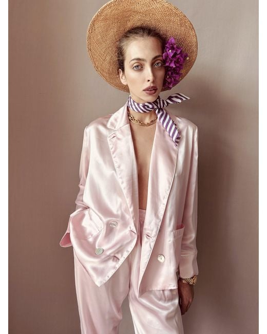 Favette Pink The Atelier Silk Pajama Set