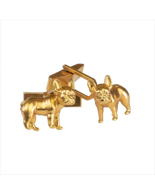 Simon Kemp Jewellers Metallic French Bulldog Cufflinks Eighteen Carat On Solid Sterling for men