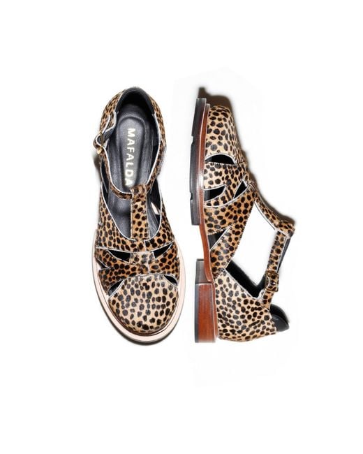 Mafalda Black Maite Animal Print Fisherman Sandals