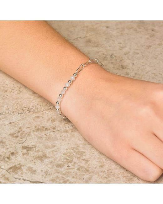Nellou Jewellery Metallic Neutrals Moonstone Gem Shine Bracelet Sterling