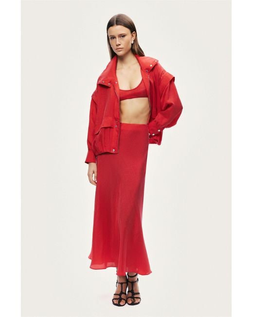 Nocturne Red Relaxed Zip-Up Jacket