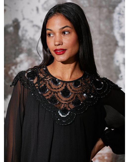 Rose & Nancy Black Bea Sequin Blouse