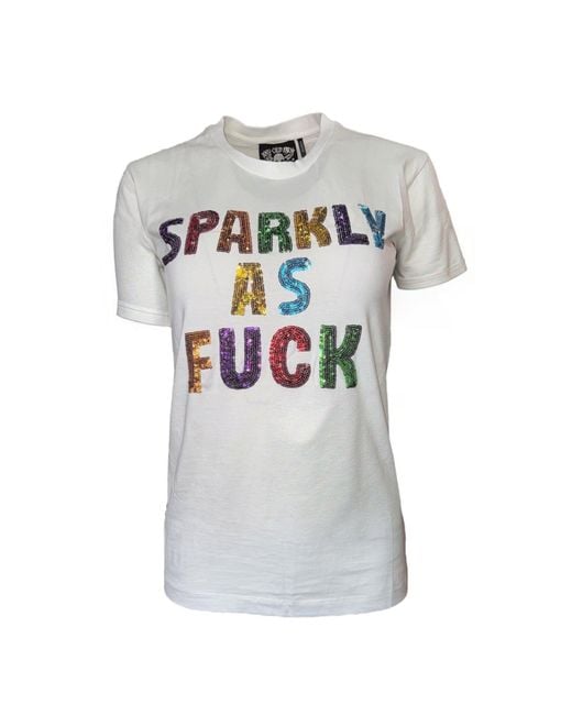 Any Old Iron White Sequin Sparkly As Fuck T-Shirt