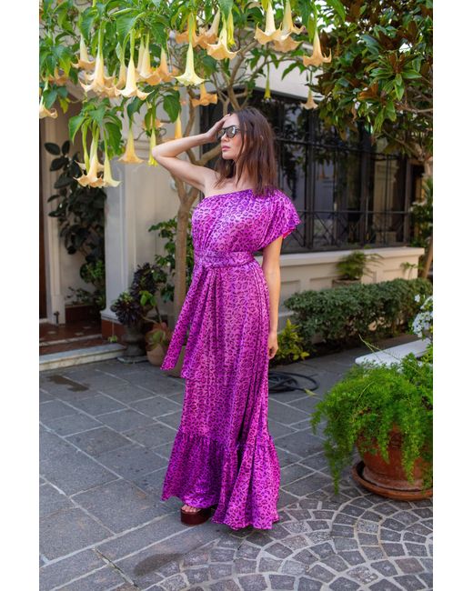 Jennafer Grace Purple Tatjana One Shoulder Maxi Dress