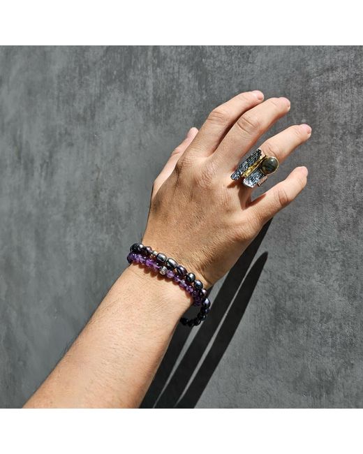 Farra Blue Deep Irregular Freshwater Pearls Bracelet for men