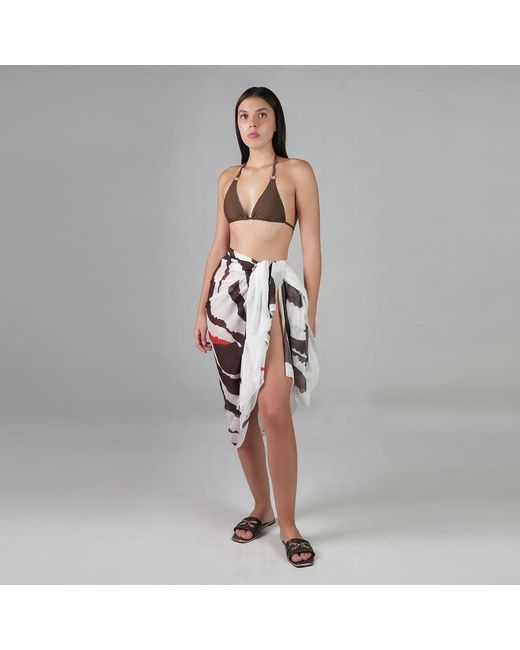 DHARA SHETH DUBAI Multicolor Into The Wild Zebra Print Resort Halter-Style Sarong