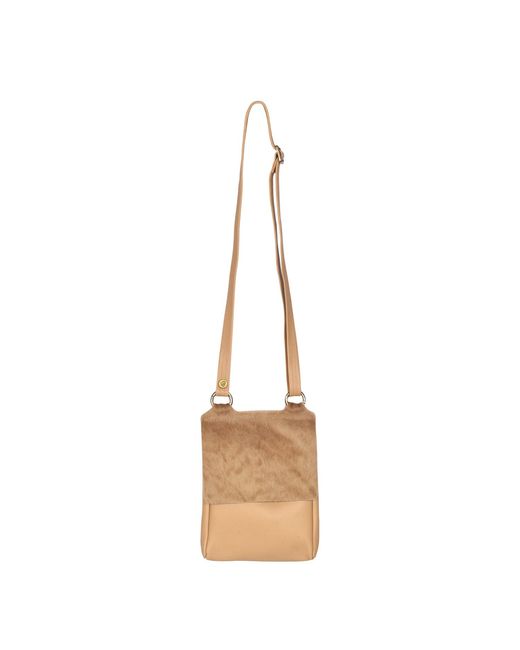 Owen Barry Metallic Neutrals Cowhide Crossbody Bag Cappa Tan Biscotti Flora
