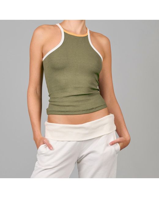 Love and Nostalgia Green Goody Two Shoes Rib Singlet