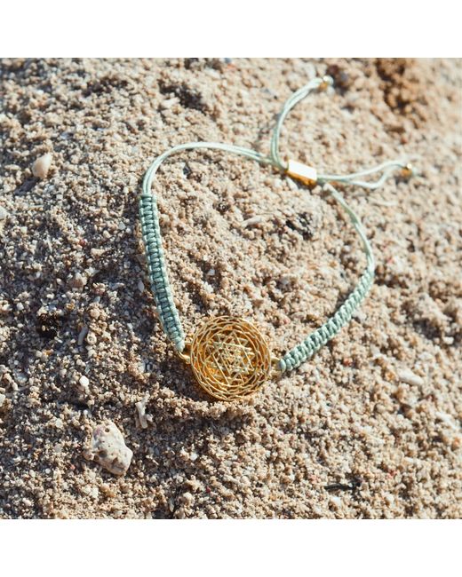 Seven Saints Metallic Sri Yantra Luck & Prosperity Friendship Bracelet, Sage Cord for men