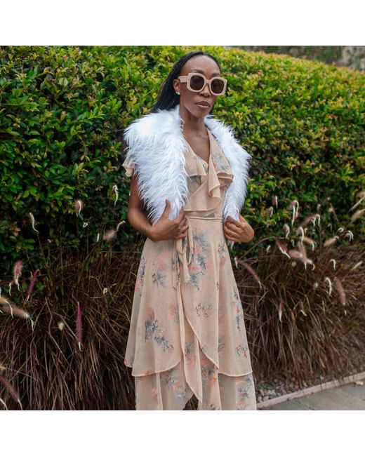 Jennafer Grace Metallic Penny Blanc Faux Fur Collar
