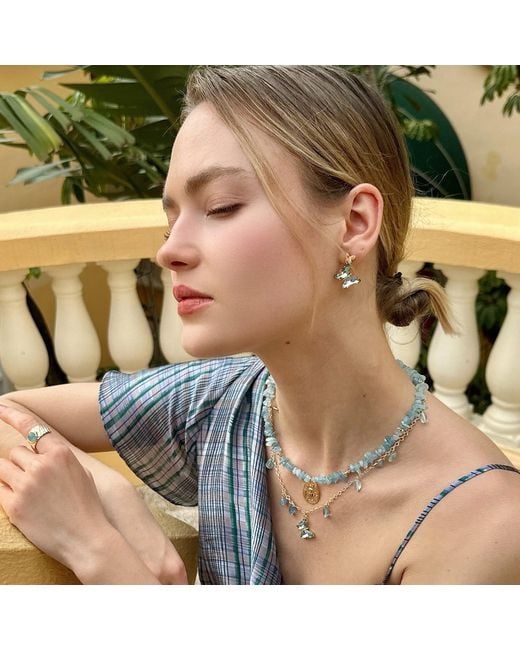 Farra Blue Irregular Aquamarine Pendant Necklace