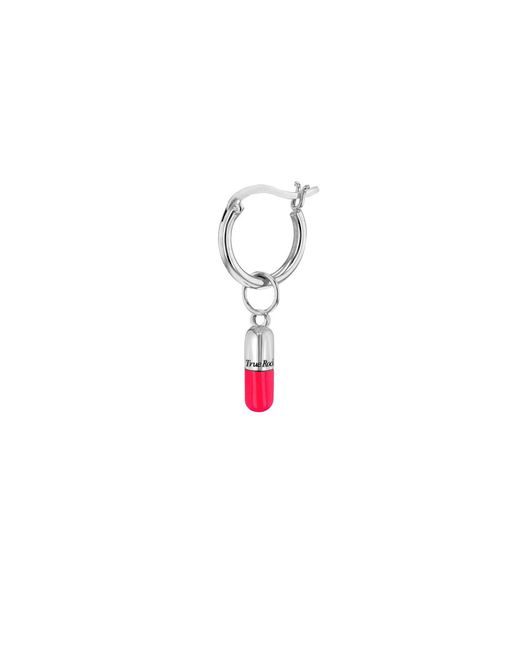 True Rocks White Neon & Sterling Mini Pill Charm On A Hoop for men