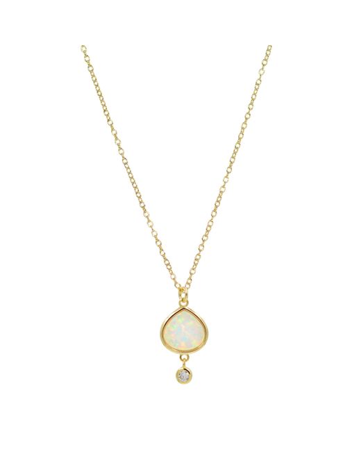 KAMARIA Metallic Best Friend Opal Pear Necklace With Crystal Drop