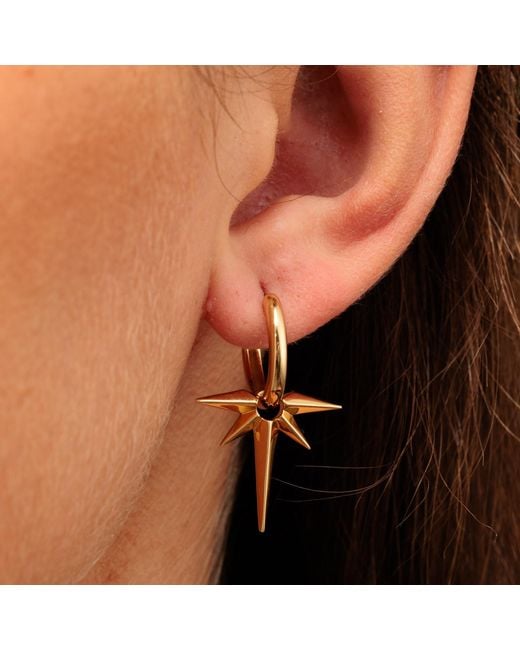 Scream Pretty Metallic Angel Star Charm Hoop Earrings