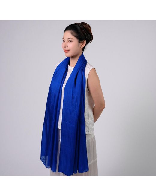 Silk and Bears Blue Royal Silk Scarf – Hand-Dyed Mulberry Silk, Eid & Evening Wrap