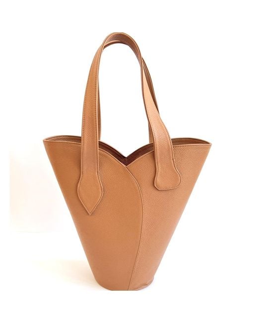 Tarea Studio Brown Neutrals Camel Oh Lala Tote Leather Bag