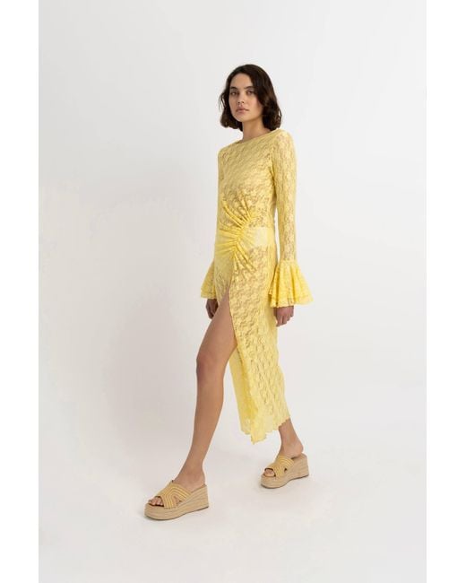 Amy Lynn Yellow Nola Lace Tunic Overlay Dress