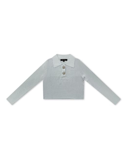 Roch Perel Gray Knit Crystal Top
