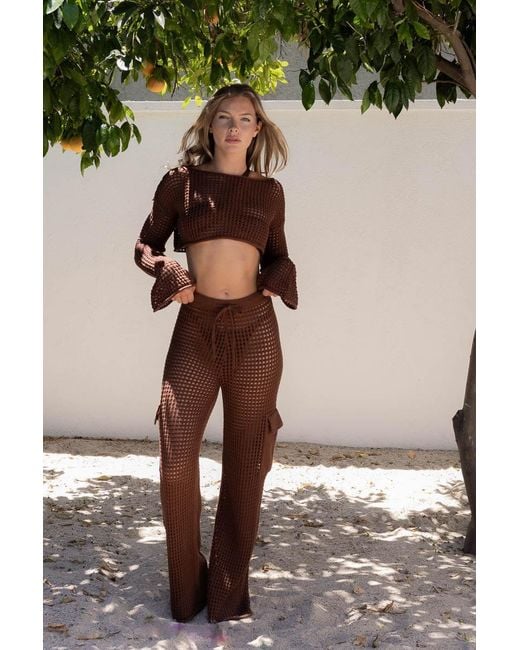 Belletage Swimwear Brown The Off-Weekend Crochet Cargo Pants