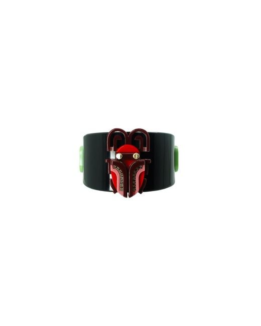 Gissa Bicalho Black Handmade Acrylic Bracelet Scarab