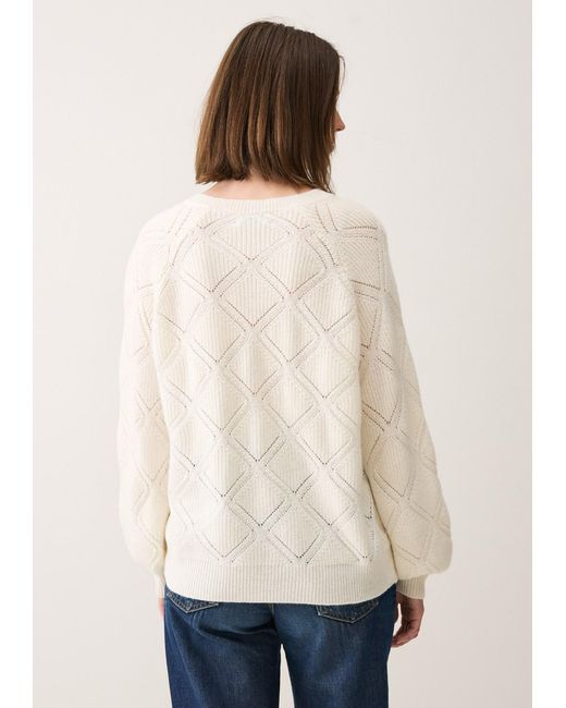 Loop Cashmere White Diamond Stitch Sweater