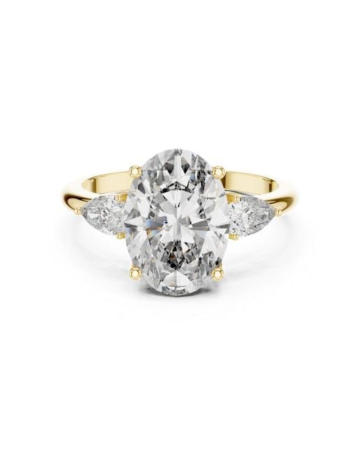 Aya Fine Jewelry White 3.10 Ctw Oval Lab Diamond Three Stone Engagement Ring