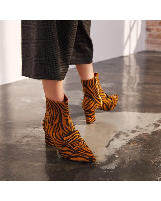 Rosamund Muir London Brown Neutrals Luciana & Dark Zebra Print Loafer Boots