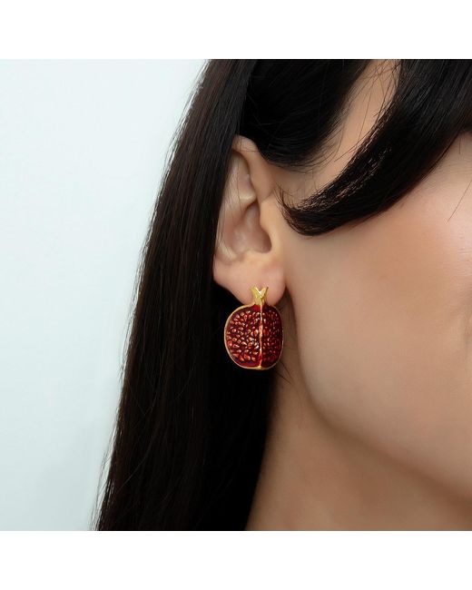Milou Jewelry Brown Pomegranate Slice Earrings