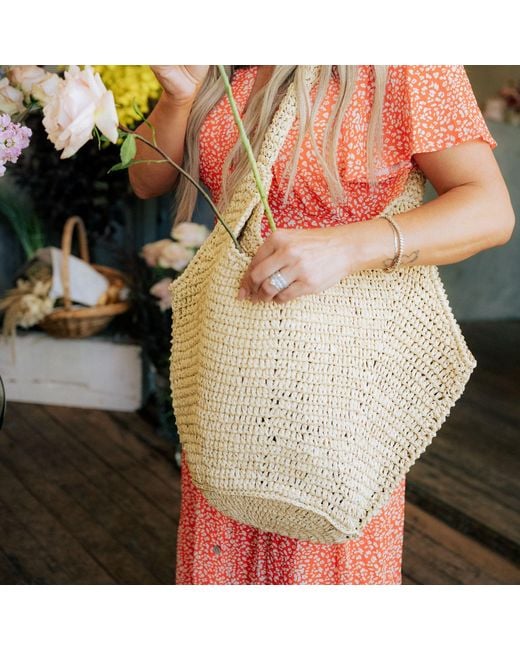 PAIGE Brown Neutrals Handwoven Raffia Tote Handbag