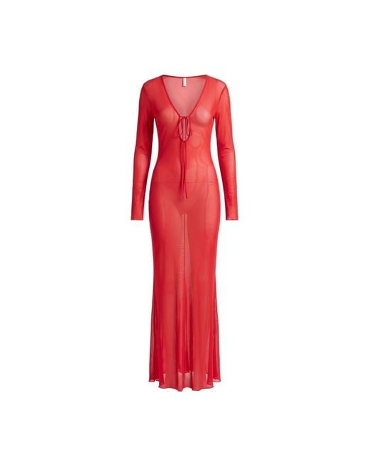 Alia Studio Red Améthyste Maxi Mesh Dress