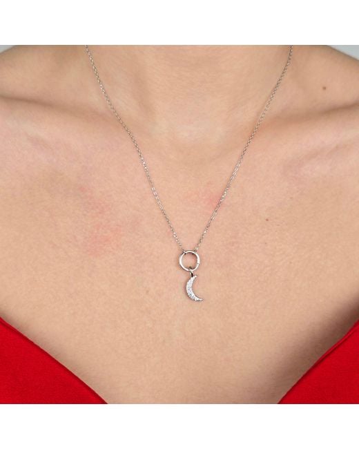 Harfi Metallic Sterling Crescent Moon Pendant Charm Necklace
