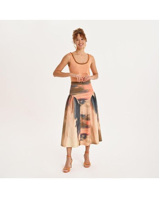 Lalipop Design Pink Flow Panel Midi Skirt