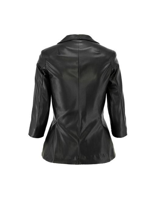 AVENUE No.29 Black Structured Eco Leather Blazer