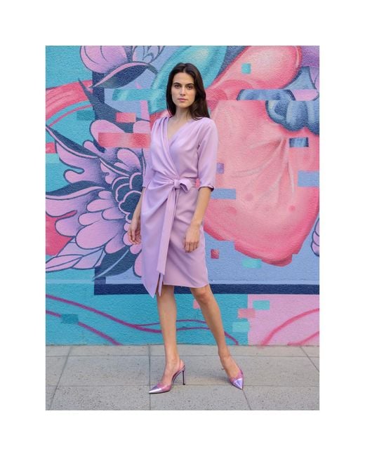 concept A trois Purple Wrap Light Cocktail Dress