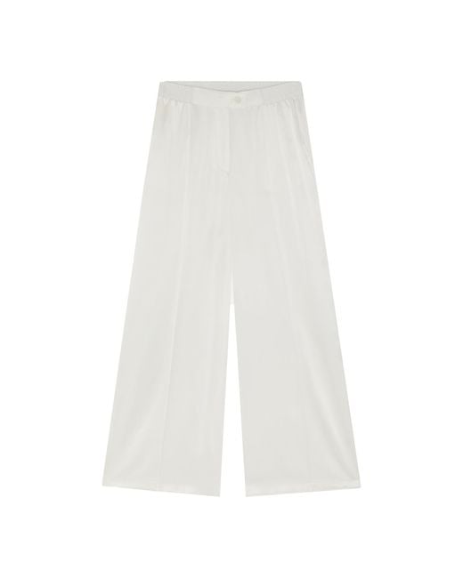 The Summer Edit White Lexi Sports Luxe Silk Trouser