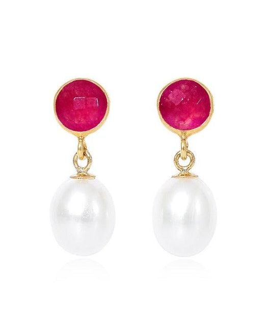 Pearls of the Orient Online Pink Clara Ruby Quartz & Cultured Freshwater Pearl Drop Earrings