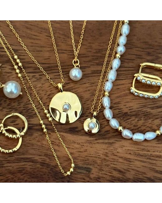 Nazzar Metallic Hammered Coin Pearl Pendant Necklace for men
