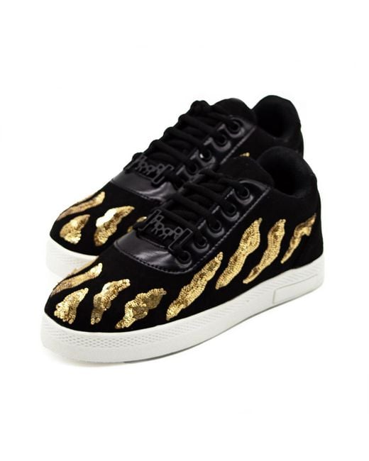 Rettrose Black Maisy Luxury Satin Handmade Embellished Tennis Shoe