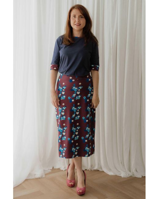 Sophie Cameron Davies White Floral Midi Jersey Skirt