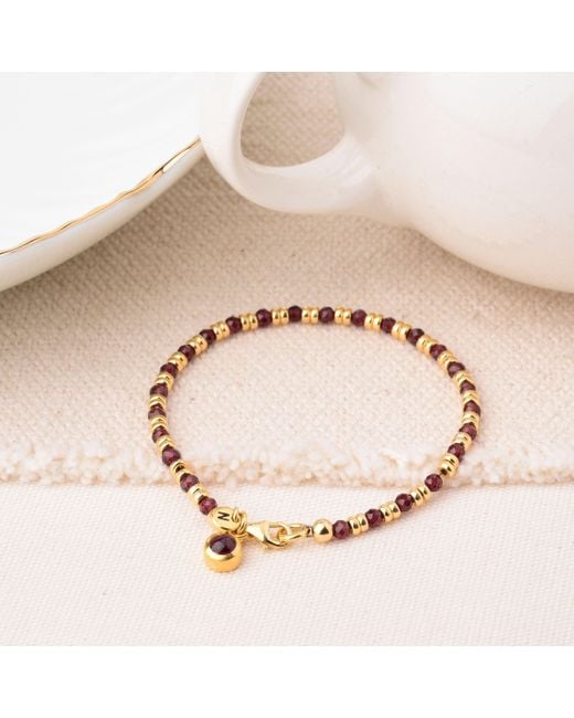 Nellou Jewellery Metallic Linear Linear January Birthstone Bracelet Garnet Sterling