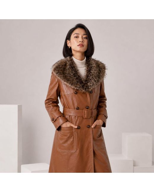Zasta Studio Brown Royal Julep Long Leather Coat
