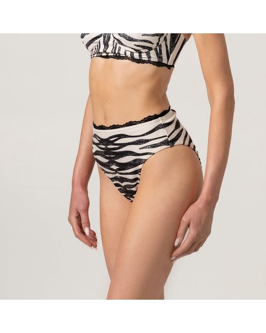 Jessie Zhao New York Black Zebra Stripe Bikini Bottom
