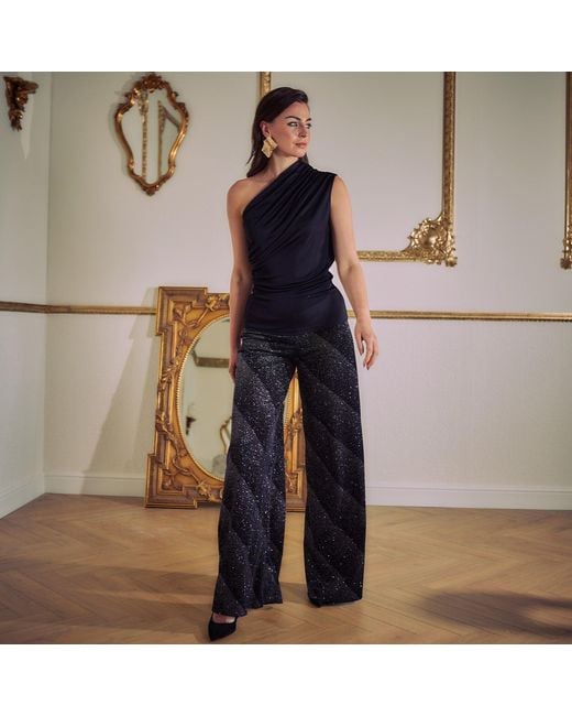 Me & Thee Black Magical Realism & Sliver Velvet Trousers