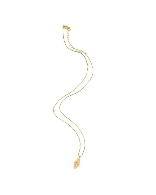 Opium Jewels Metallic Birthstone Hamsa Necklace