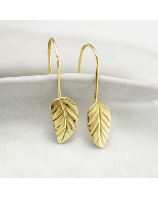 Isla Silver Metallic Vermeil Leaf Drop Earrings